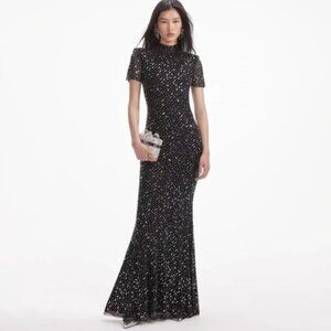 Self-Portrait Embellished Mesh Maxi Gown